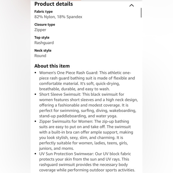 Yonique Women's Rash Guard Short Sleeve Swimsuits One Piece Zipper Bathing A6 - Picture 7 of 9